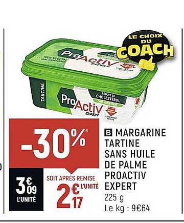 margarine tartine sans huile de palme proactiv expert