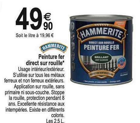 peinture fer direct sur rouille hammerite