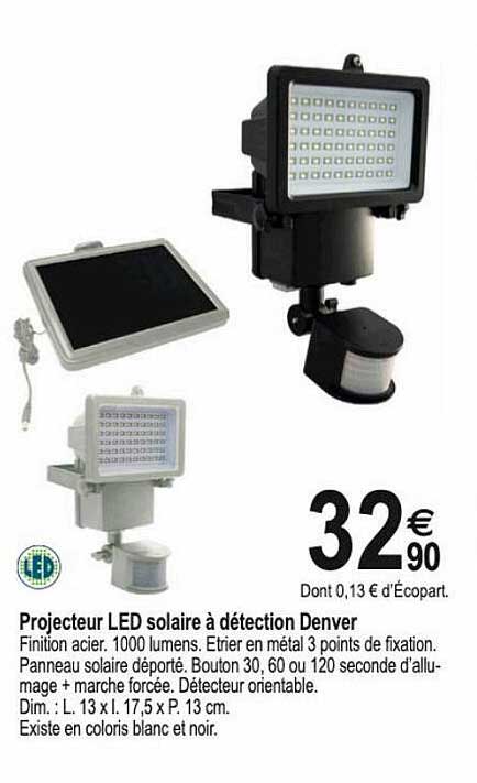 projecteur led solaire à détection denver
