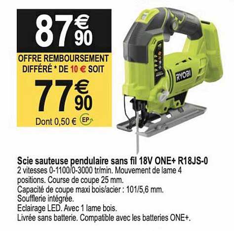 Scie Sauteuse Pendulaire Sans Fil 18v One+ R18js-0