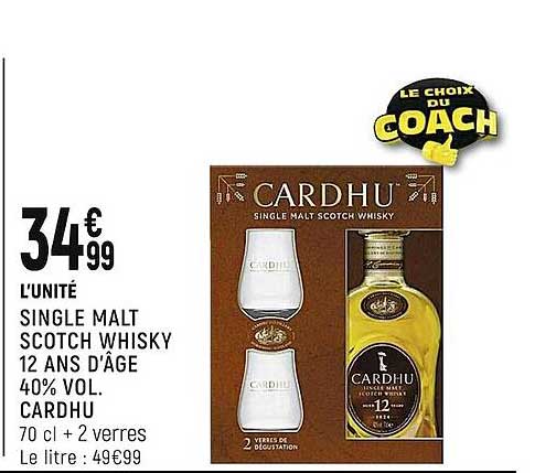 single malt scotch whisky 12 ans d'âge 40% vol. cardhu