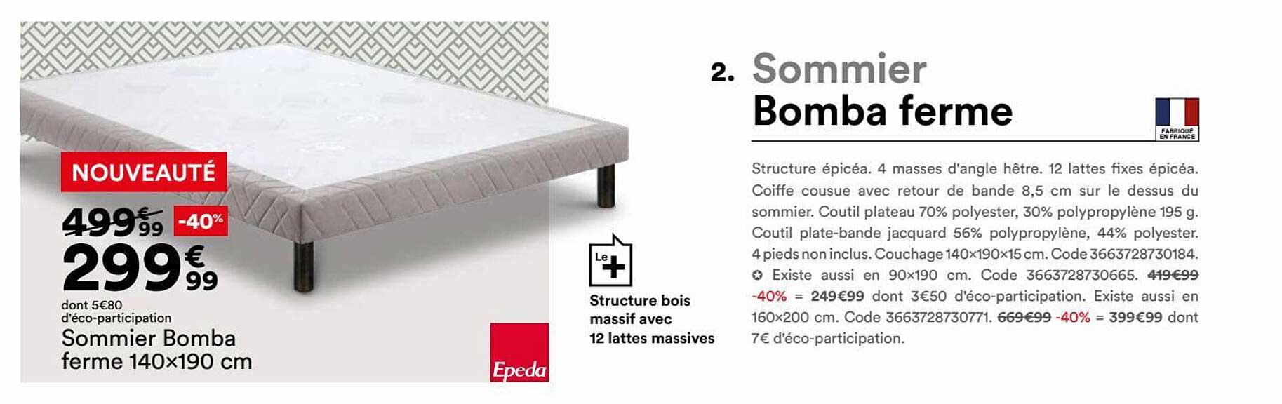 sommier bomba ferme 140 x 190 cm epeda