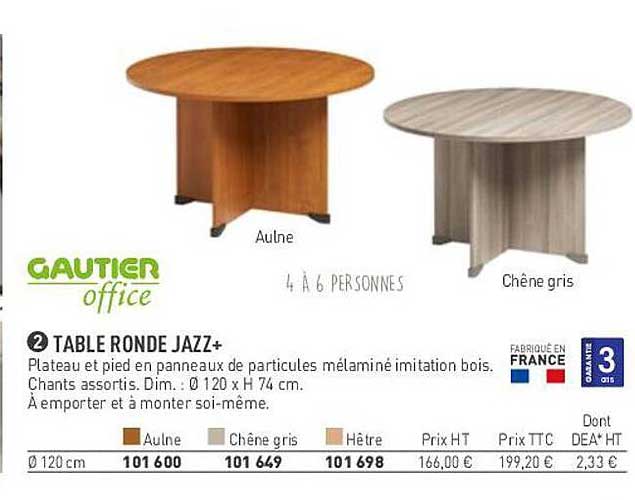 table ronde jazz+ gautier office