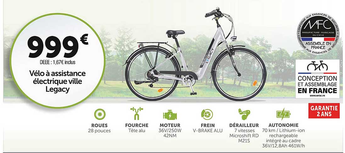 vélo à assistance électrique ville legacy