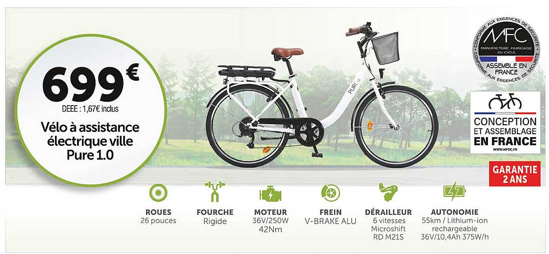 vélo à assistance électrique ville pure 1.0