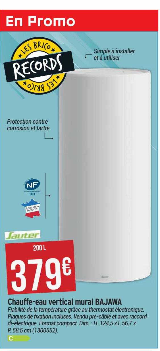 chauffe-eau vertical mural bajawa sauter