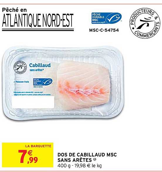 dos de cabillaud msc sans arêtes