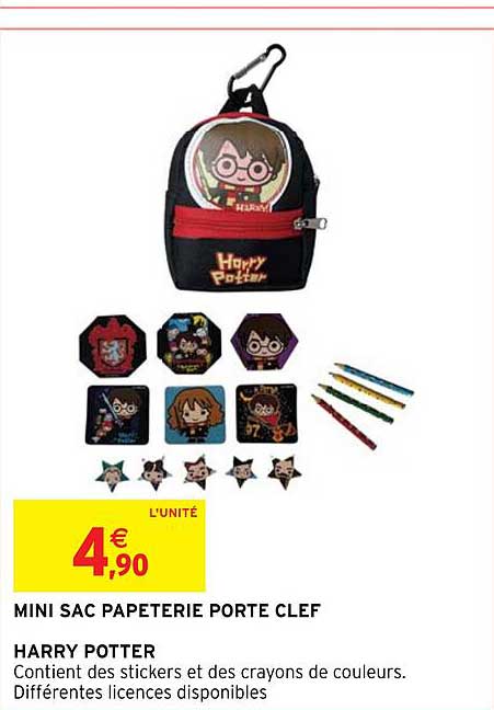 mini sac papeterie porte clef harry potter