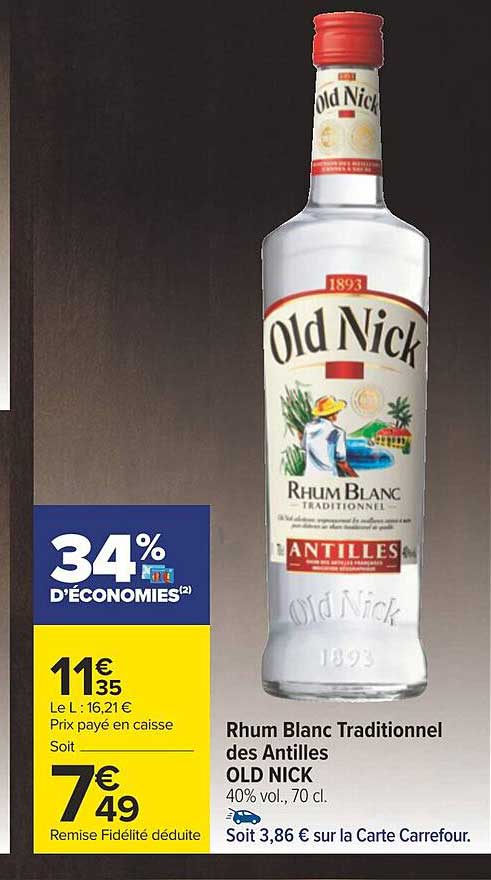 rhum blanc traditionnel des antilles old nick