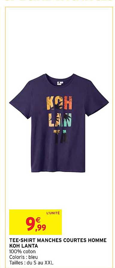 tee-shirt manches courtes homme koh lanta