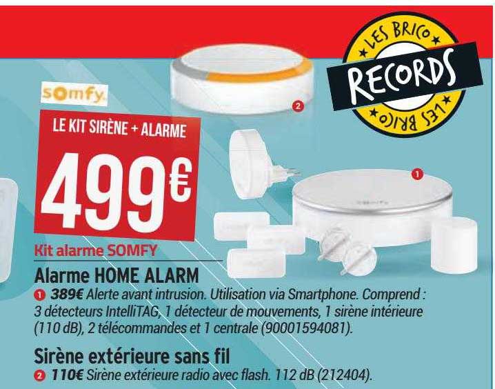 alarme home alarm somfy, sirène extérieure sans fil somfy