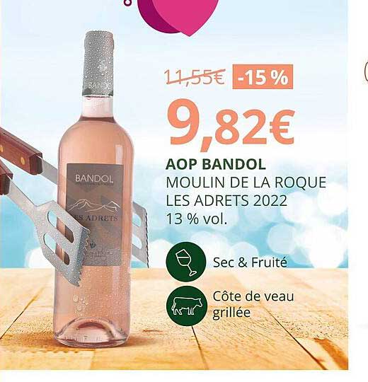 aop bandol moulin de la roque les adrets 2022 13% vol.
