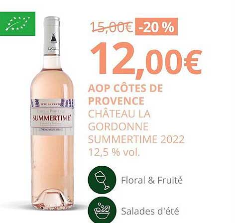 aop côtes de provence château la gordonne summertime 2022 12,5% vol.