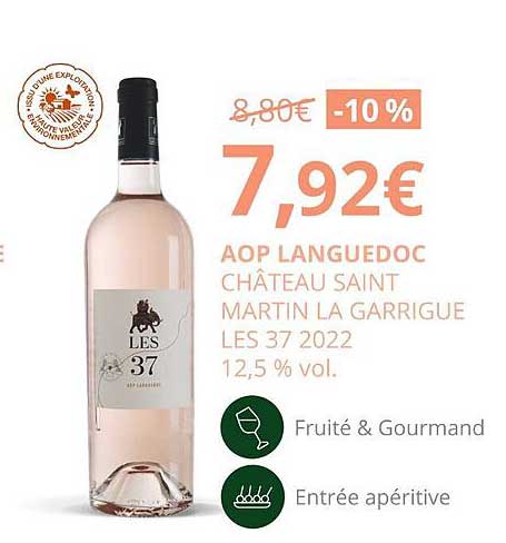 aop languedoc château saint martin le garrigue les 37 2022 12,5% vol.