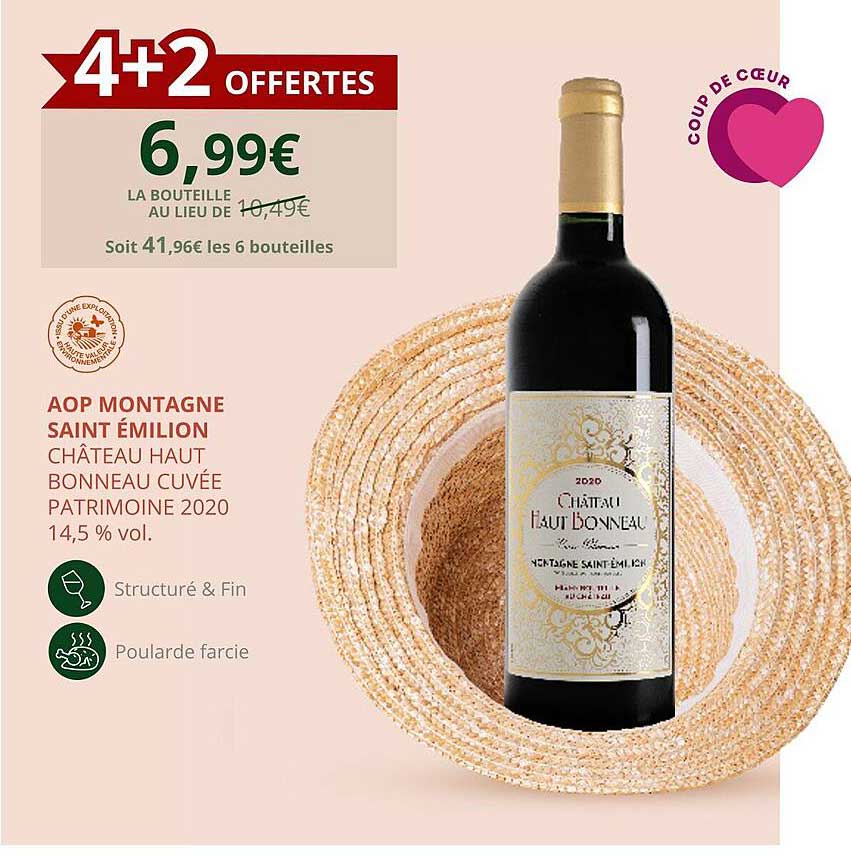aop montagne saint émilion château haut bonneau cuvée patrimoine 2020 14,5% vol.