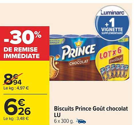 Biscuits Prince Goût Chocolat Lu
