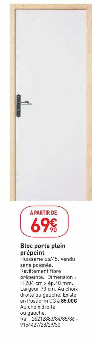 Bloc Porte Plein Prépeint