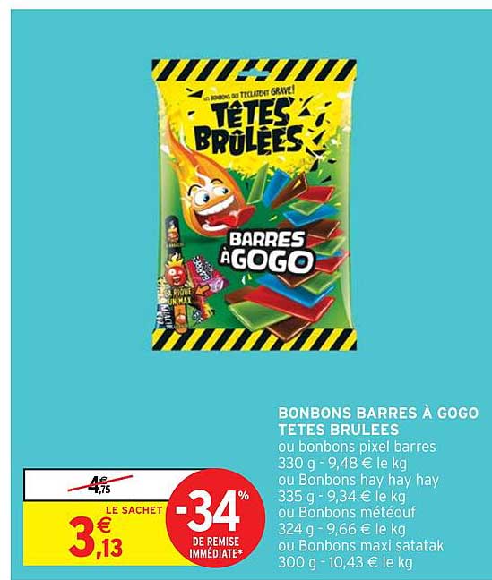 bonbons barres à gogo têtes brûlées