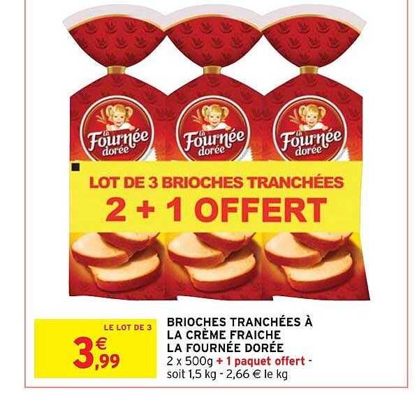 brioches tranchées à la crème fraîche la fournée dorée