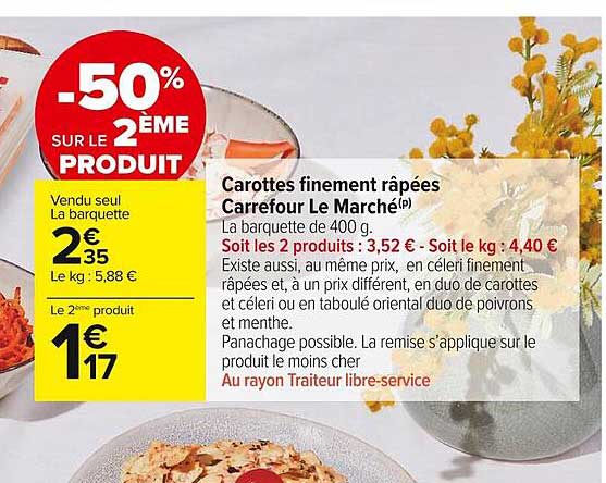 carottes finement râpées carrefour le marché