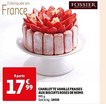charlotte vanille fraises aux biscuits roses de reims