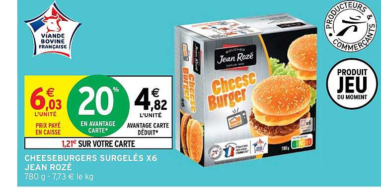 cheeseburgers surgelés x 6 jean rozé