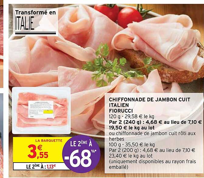 Chiffonnade De Jambon Cuit Italien Fiorucci