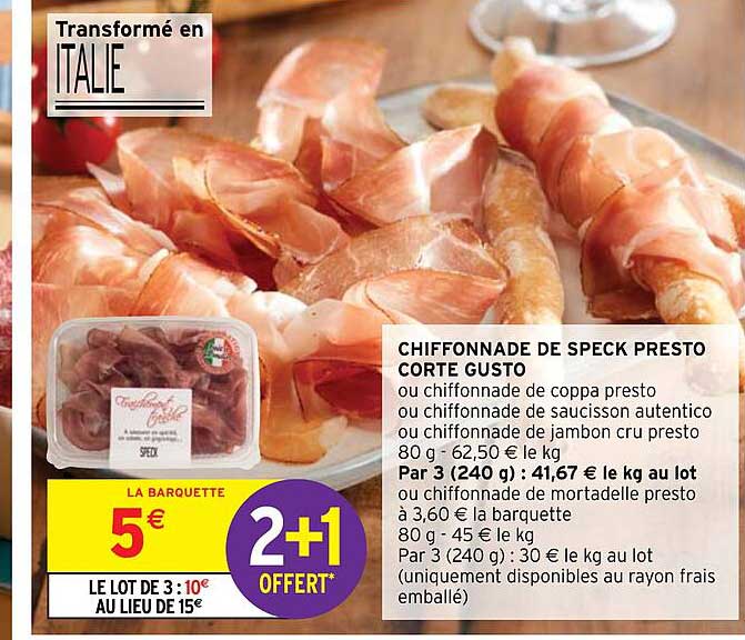 chiffonnade de speck presto corte gusto