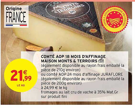 comté aop 18 mois d'affinage maison monts & terroirs