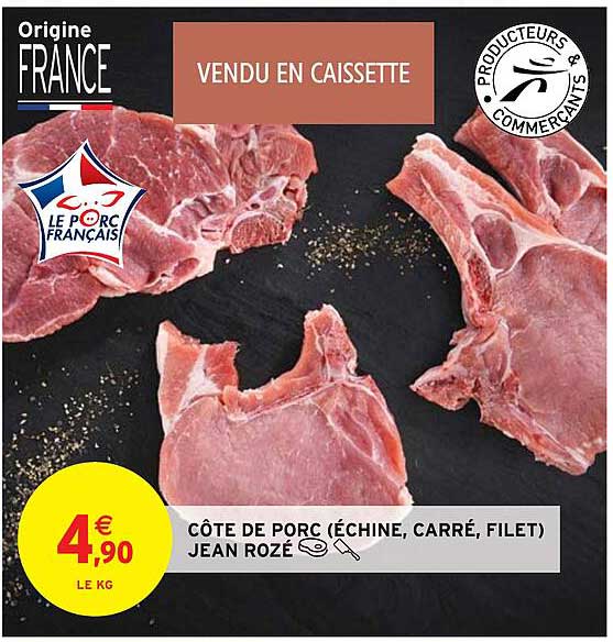 côte de porc (échine, carré, filet) jean rozé