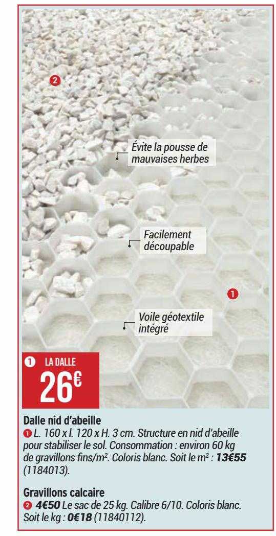 dalle nid d'abeille, gravillons calcaire