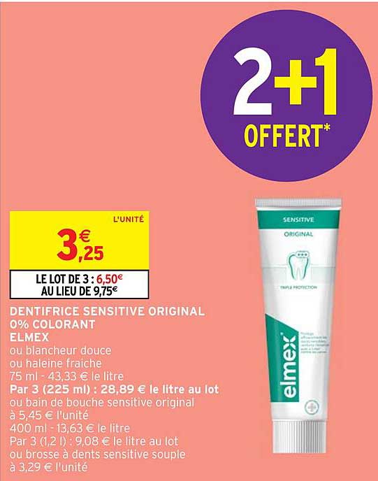 dentifrice sensitive original 0% colorant elmex