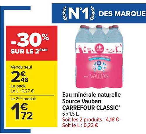 Eau Minérale Naturelle Source Vauban Carrefour Classic'