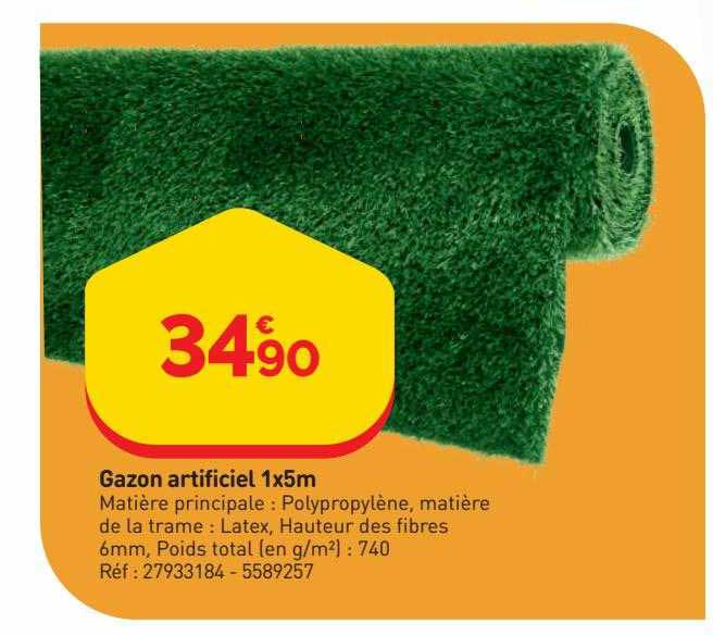 gazon artificiel 1 x 5m