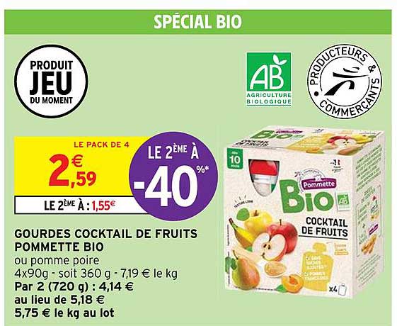 Gourdes Cocktail De Fruits Pommette Bio