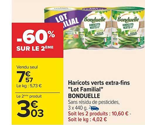 haricots verts extra-fins "lot familial" bonduelle