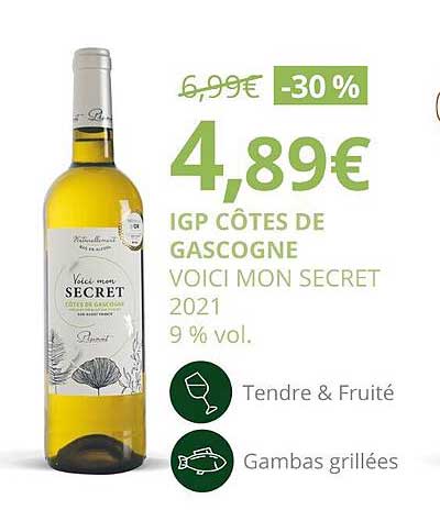 igp côtes de gascogne voici mon secret 2021 9% vol.
