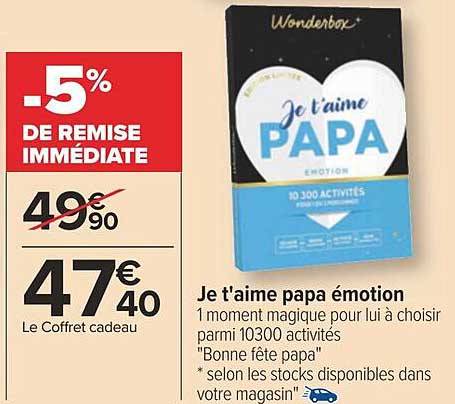 je t'aime papa émotion wonderbox
