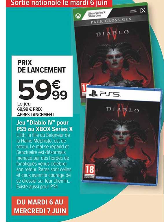 jeu "diablo IV" pour ps5 ou xbox séries x