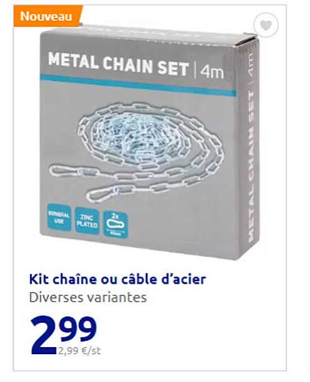kit chaîne ou câble d'acier