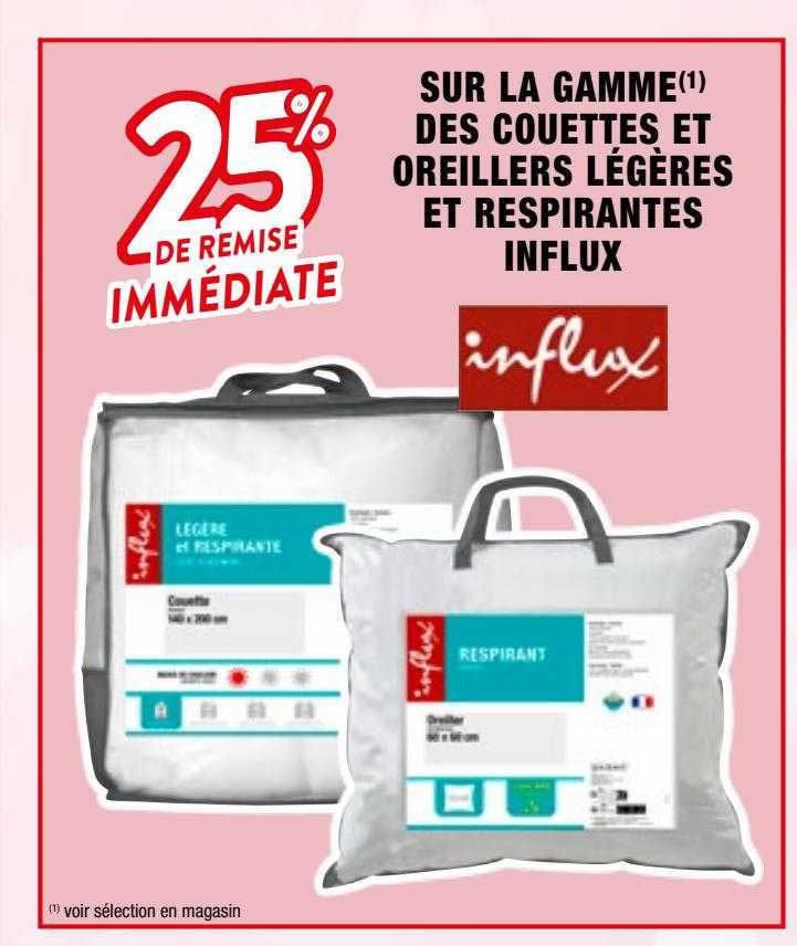 la gamme des couettes et oreillers légères et respirantes influx