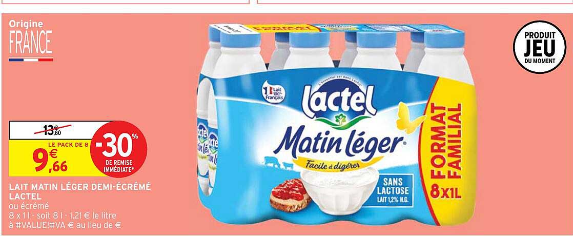 Lait Matin Léger Demi-écrémé Lactel