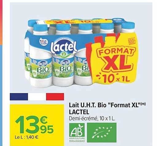lait u.h.t. bio "format xl" lactel