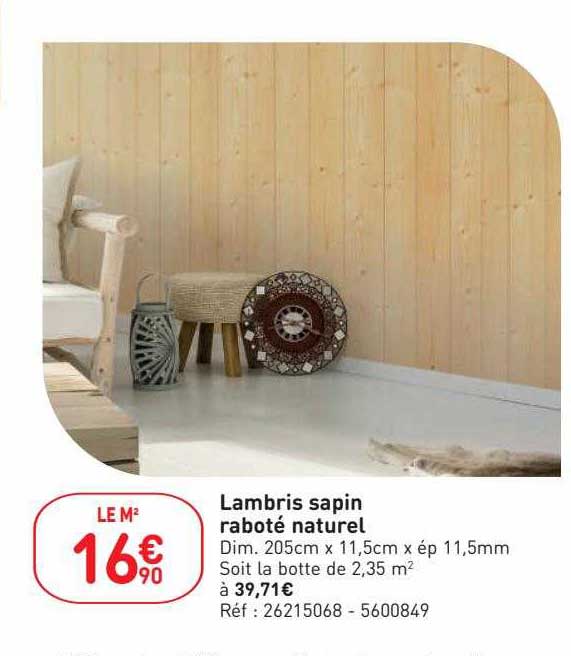 lambris sapin raboté naturel