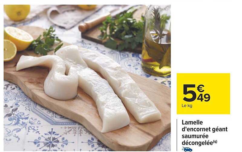 lamelle d'encornet géant saumurée décongelée