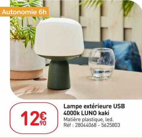 lampe extérieure usb 4000k luno kaki