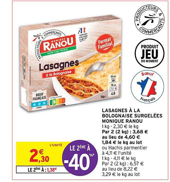 lasagnes à la bolognaise surgelées monique ranou