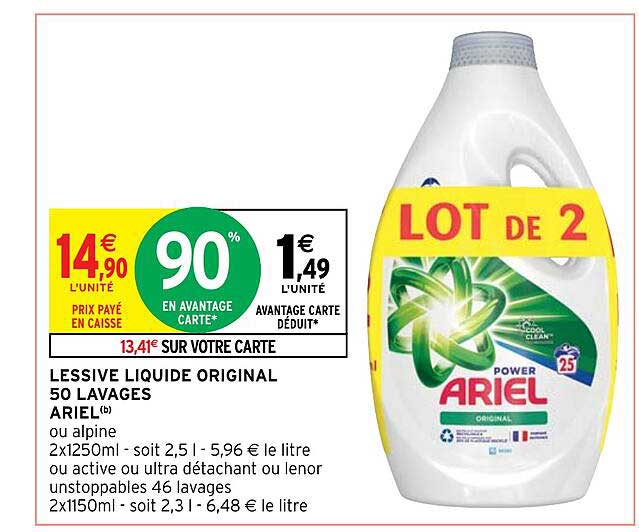 Lessive Liquide Original 50 Lavages Ariel