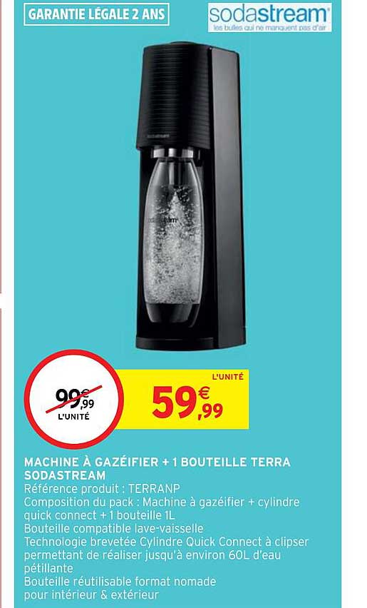 Machine à Gazéifier + 1 Bouteille Terra Sodastream