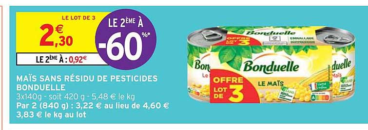 maïs sans résidu de pesticides bonduelle